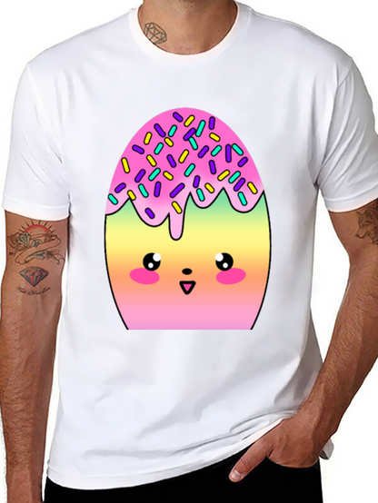 Camiseta Negra con Divertido Diseño de Huevo Kawaii