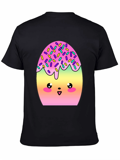 Camiseta Negra con Divertido Diseño de Huevo Kawaii