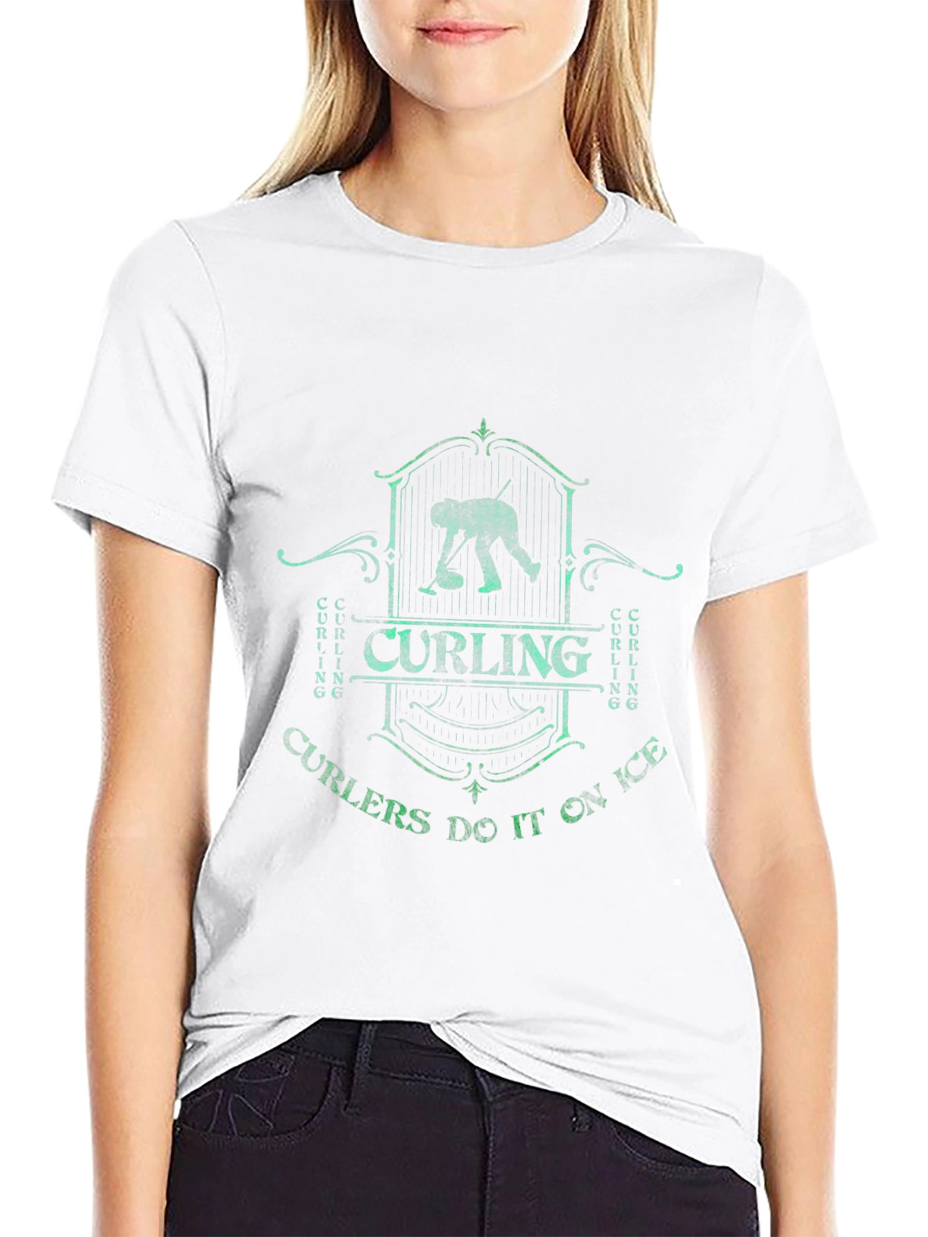 Camiseta Negra Curling Curlers Do It On Ice