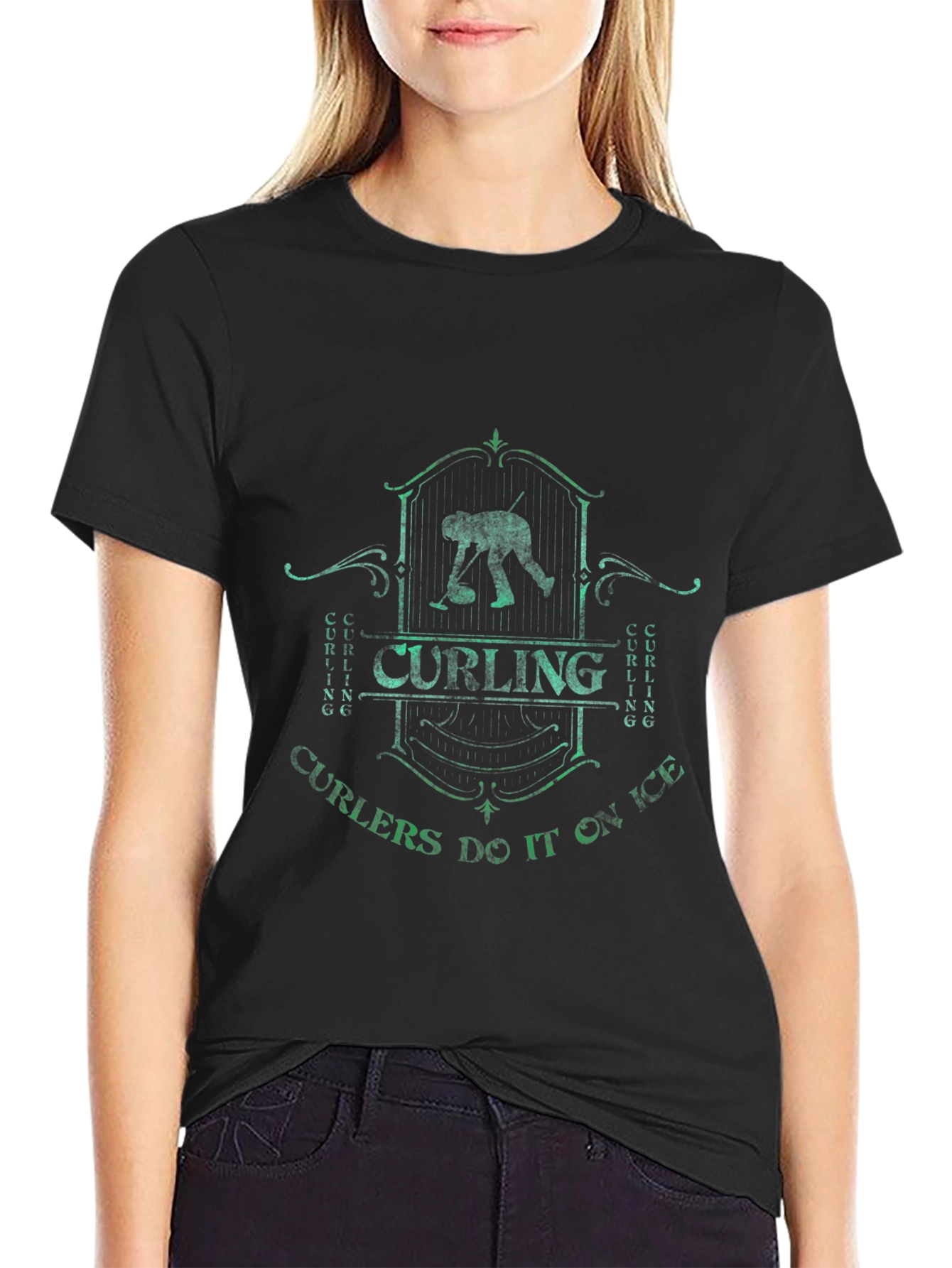 Camiseta Negra Curling Curlers Do It On Ice