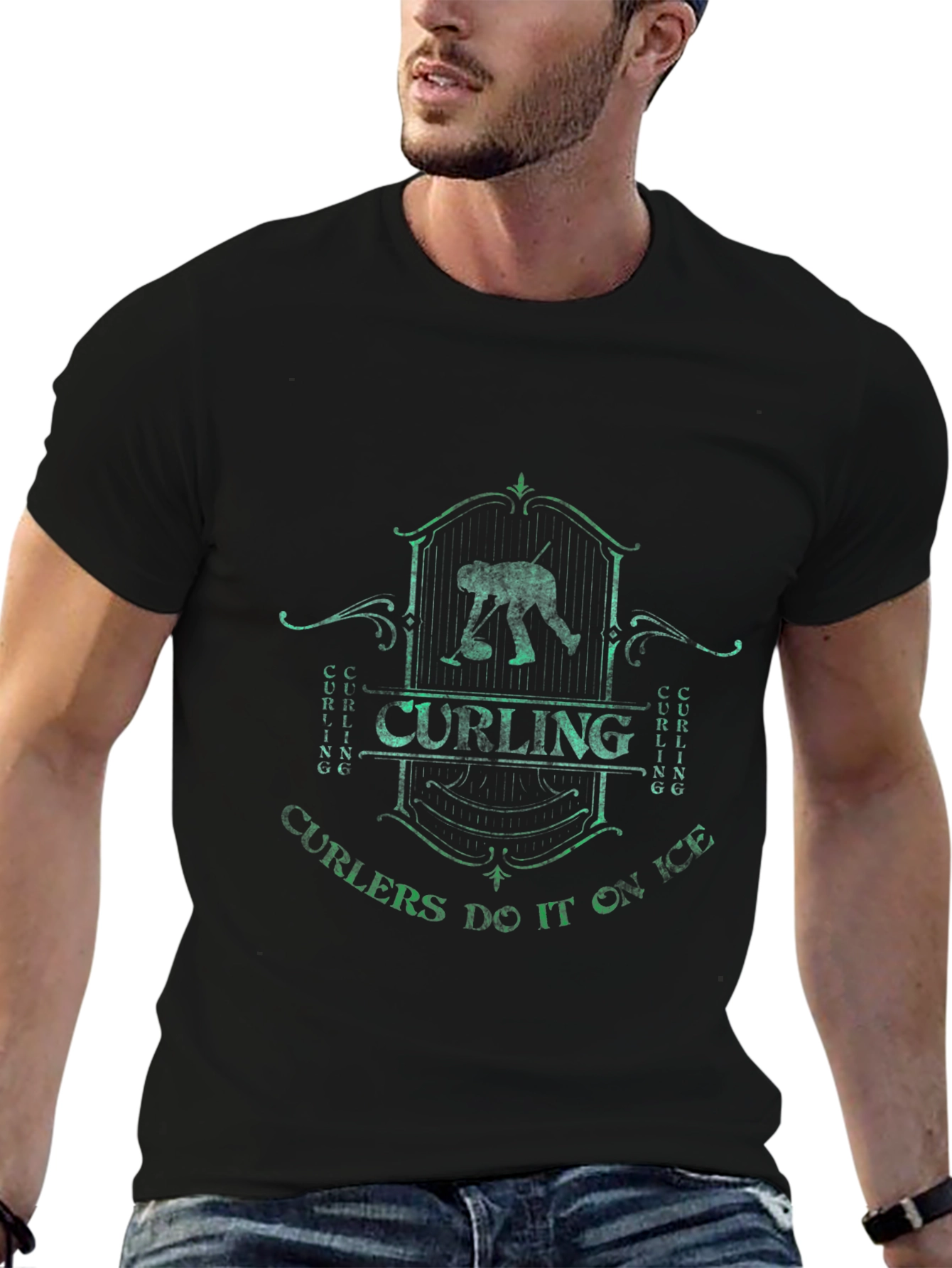 Camiseta Negra Curling Curlers Do It On Ice
