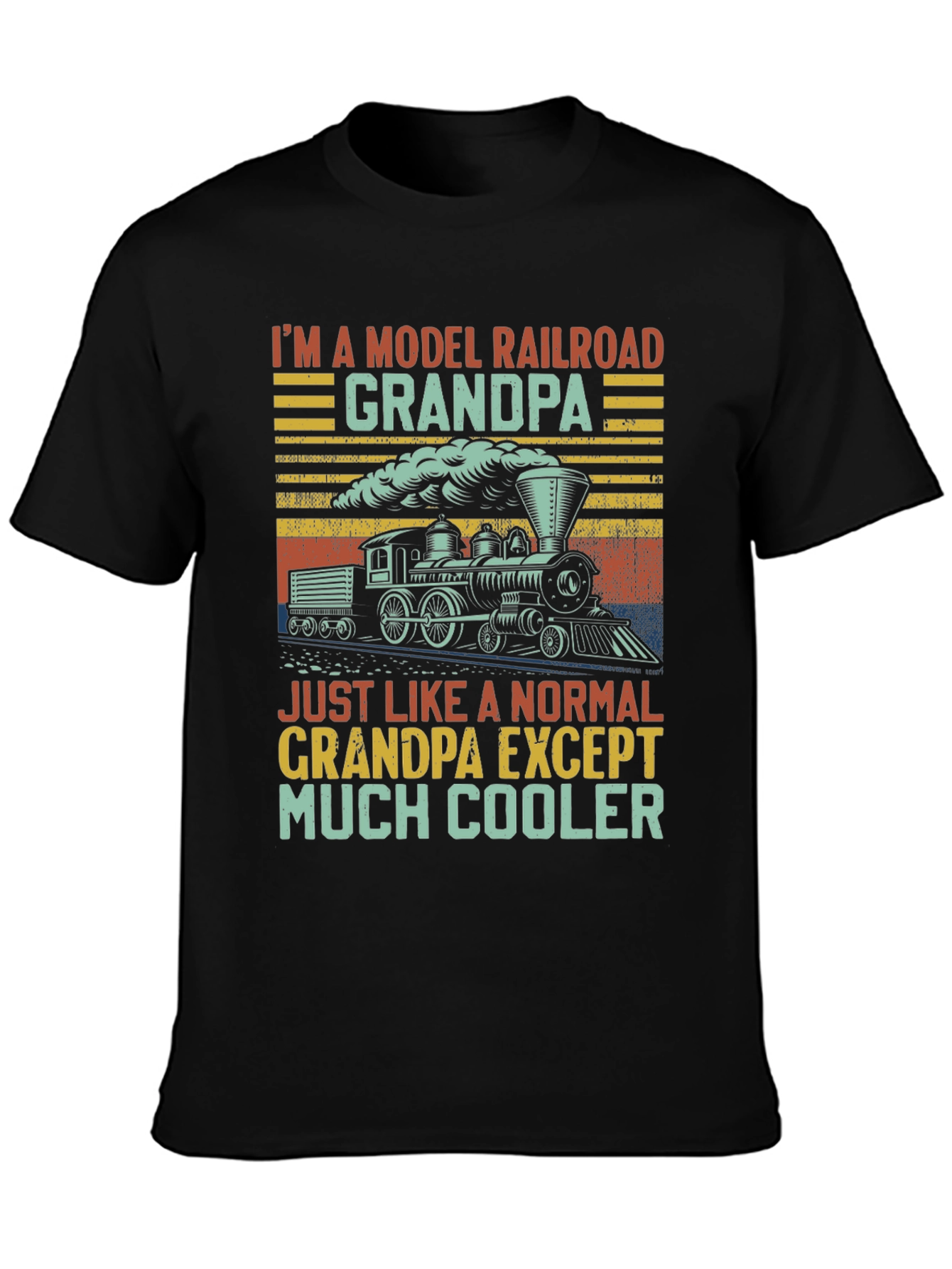 Camiseta Negra: Abuelo Ferrocarril Modelo Cool