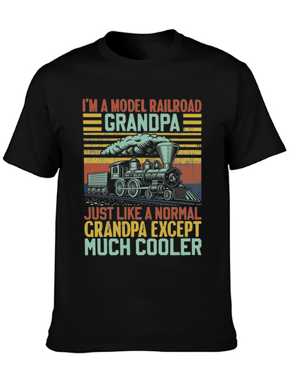 Camiseta Negra: Abuelo Ferrocarril Modelo Cool