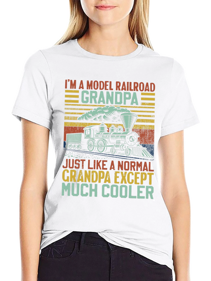 Camiseta Negra: Abuelo Ferrocarril Modelo Cool