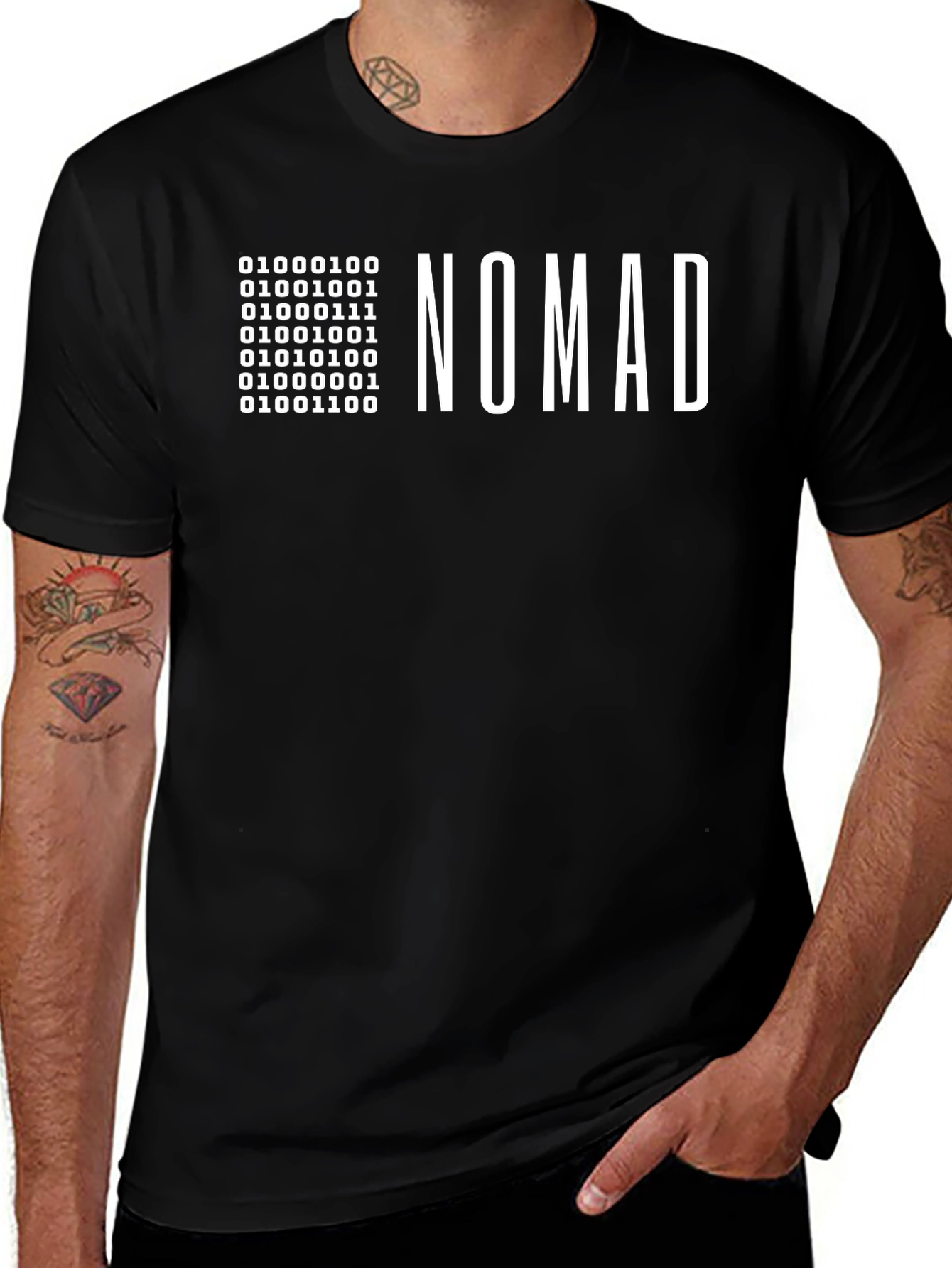 Camiseta Negra Nomad Código Binario para Hombre