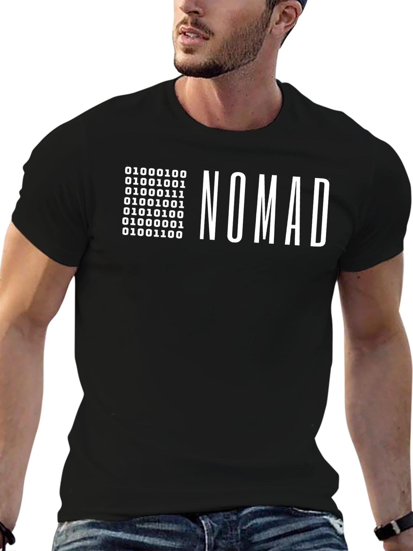 Camiseta Negra Nomad Código Binario para Hombre