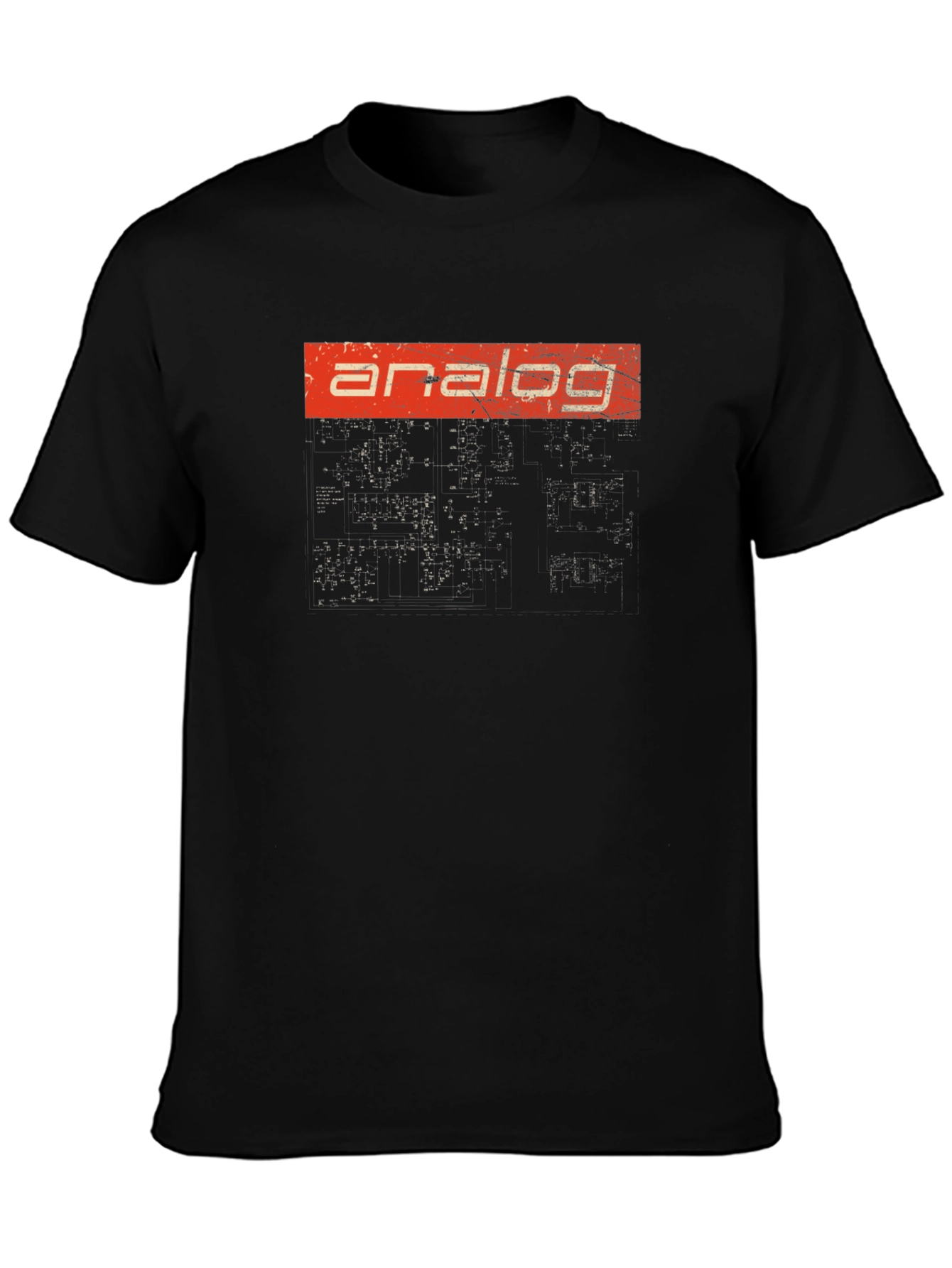 Camiseta Negra Analog Retro para Hombre