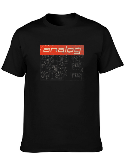 Camiseta Negra Analog Retro para Hombre