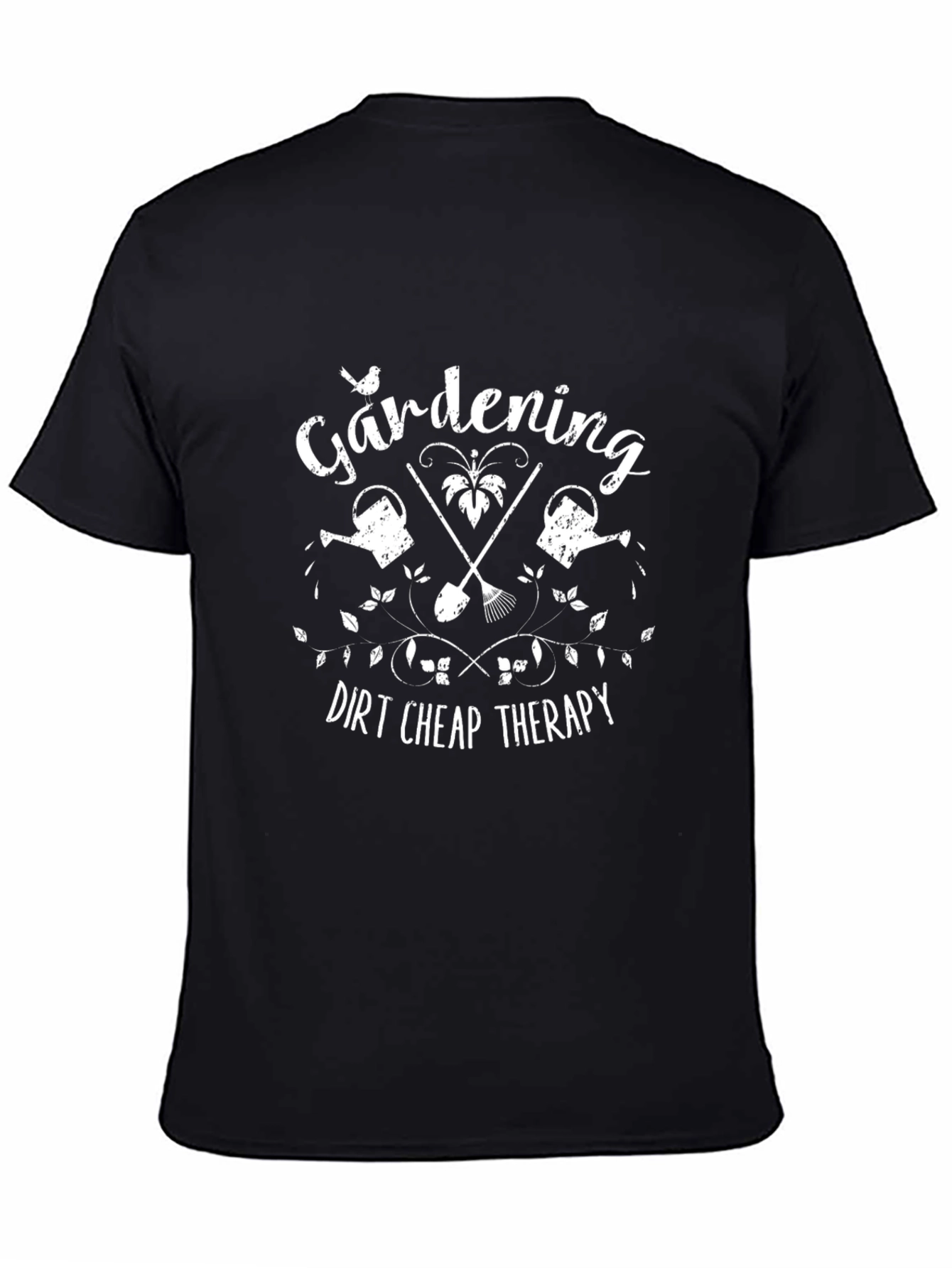 Camiseta Negra Jardinería Terapia Barata