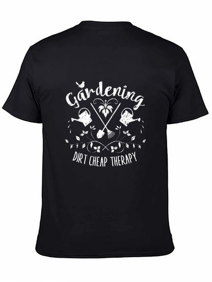 Camiseta Negra Jardinería Terapia Barata