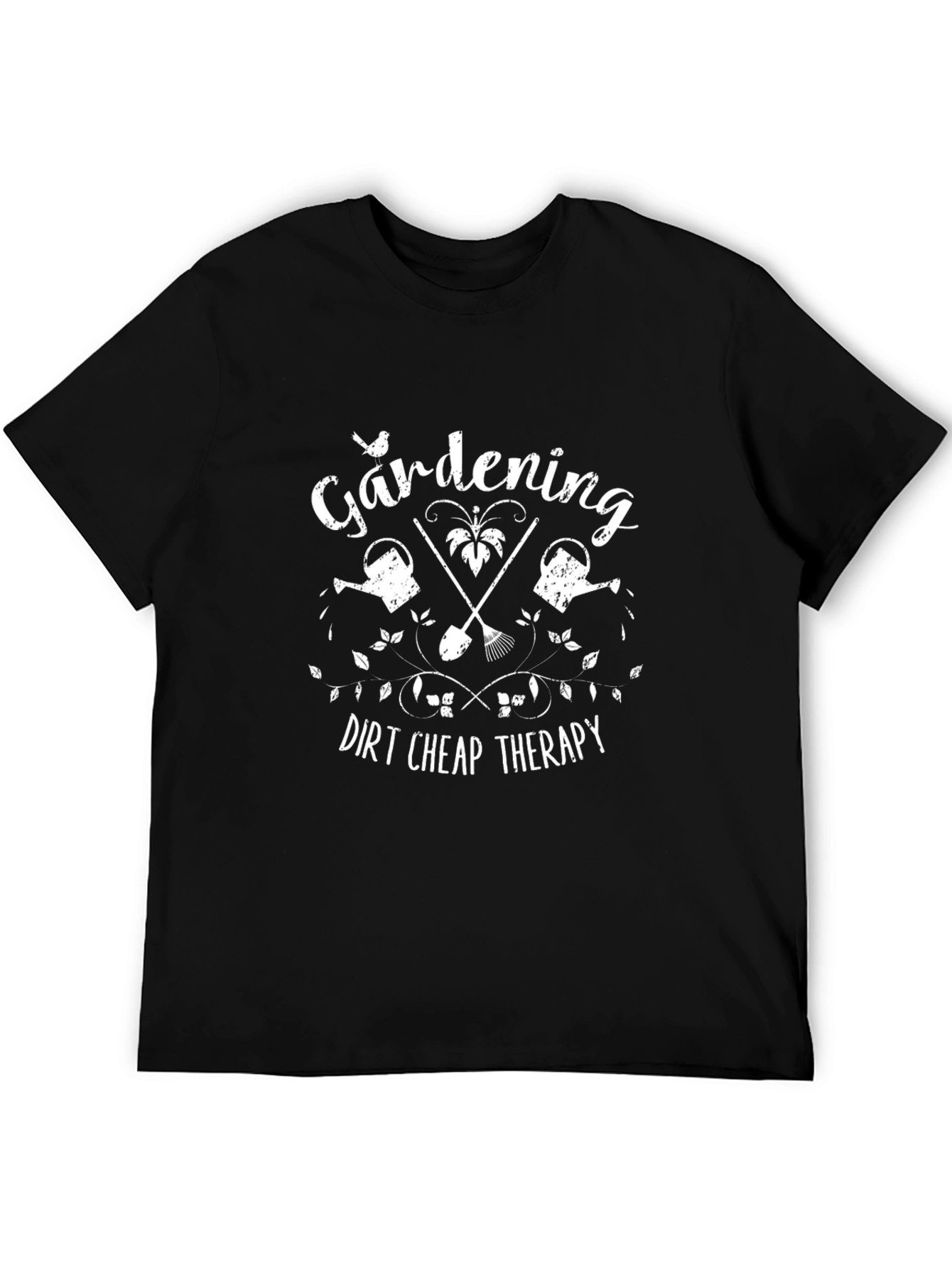 Camiseta Negra Jardinería Terapia Barata