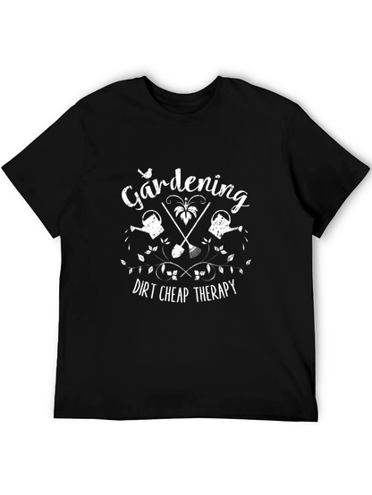 Camiseta Negra Jardinería Terapia Barata