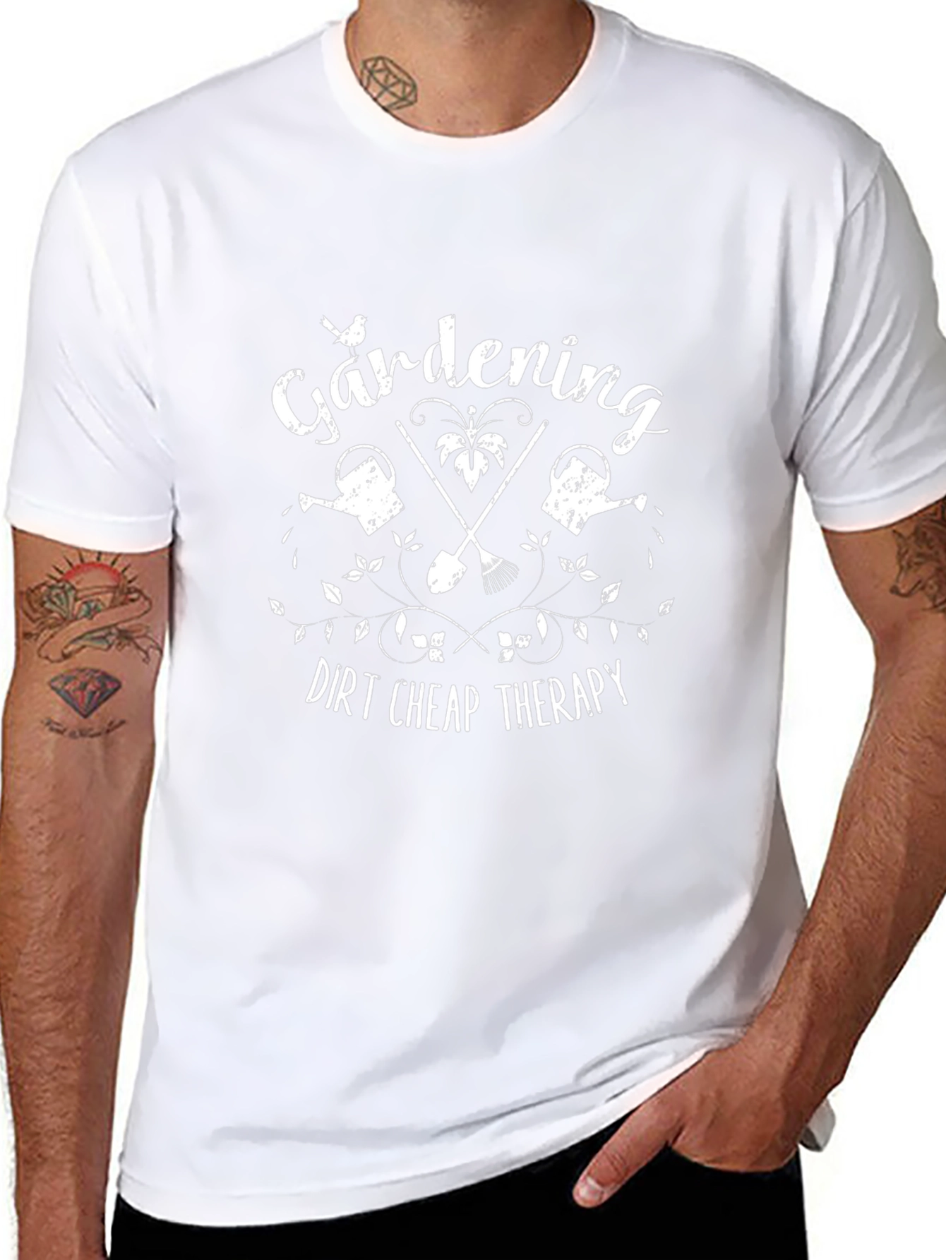Camiseta Negra Jardinería Terapia Barata