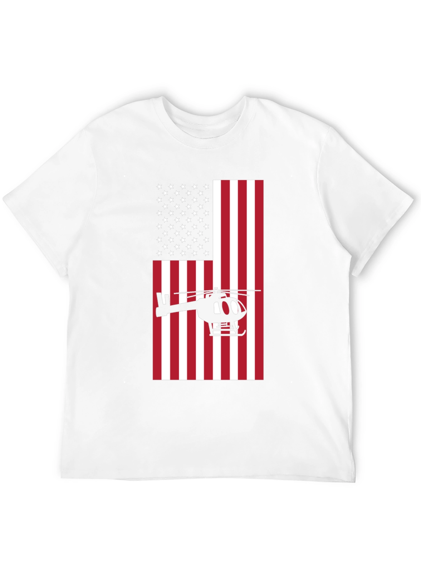 Camiseta Negra con Diseño de Bandera y Helicóptero