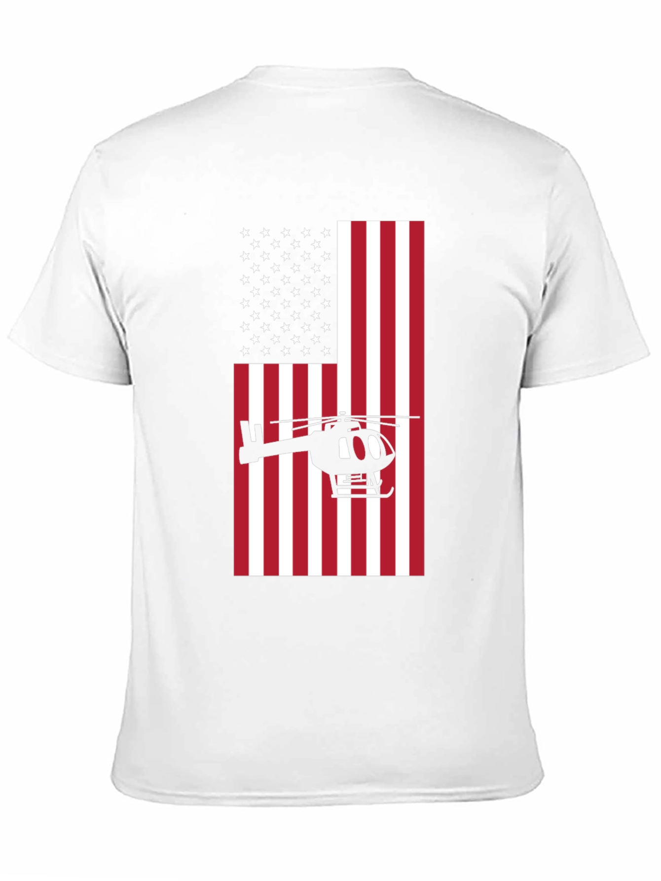 Camiseta Negra con Diseño de Bandera y Helicóptero