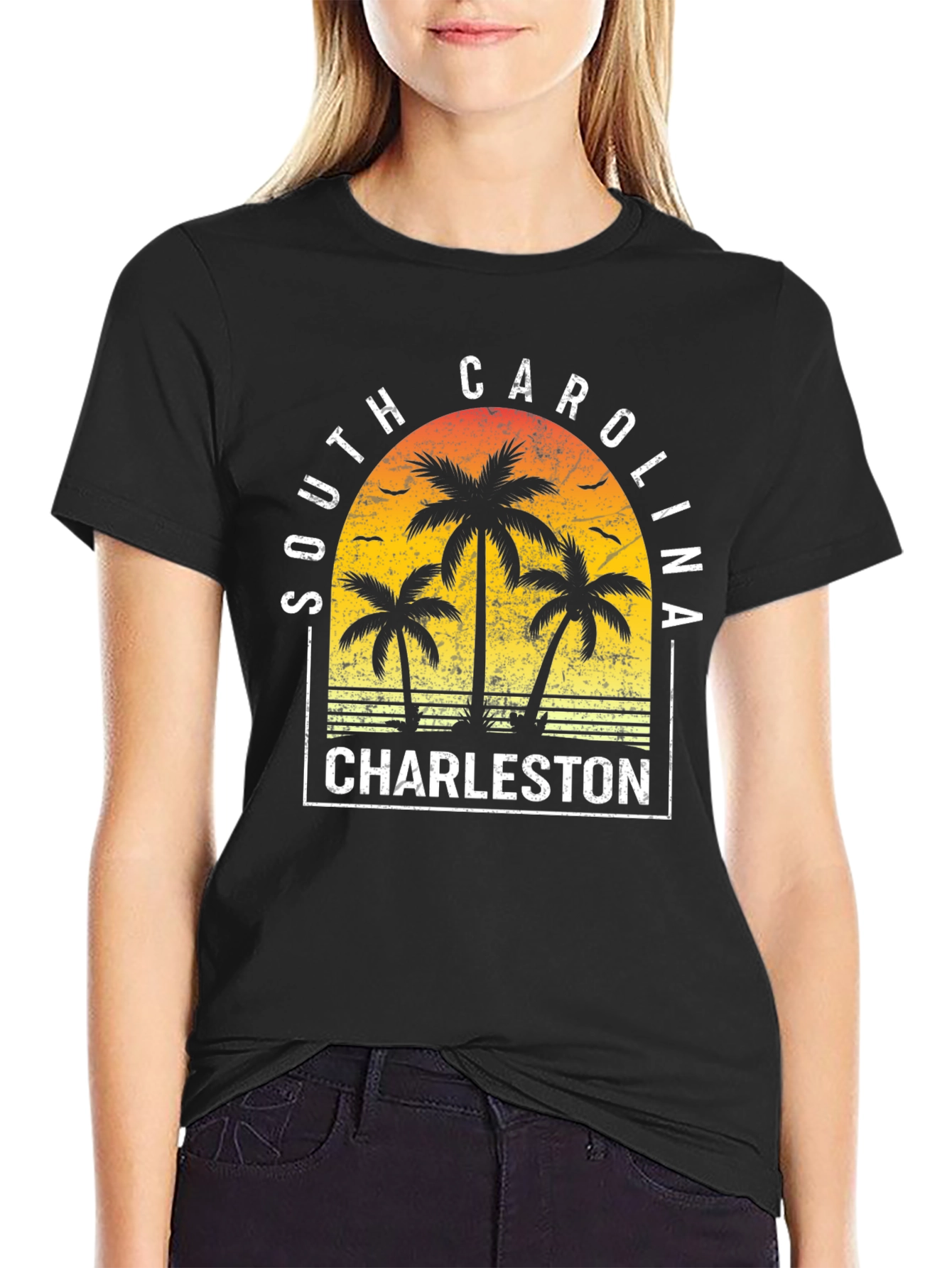 Camiseta Charleston Carolina del Sur diseño tropical