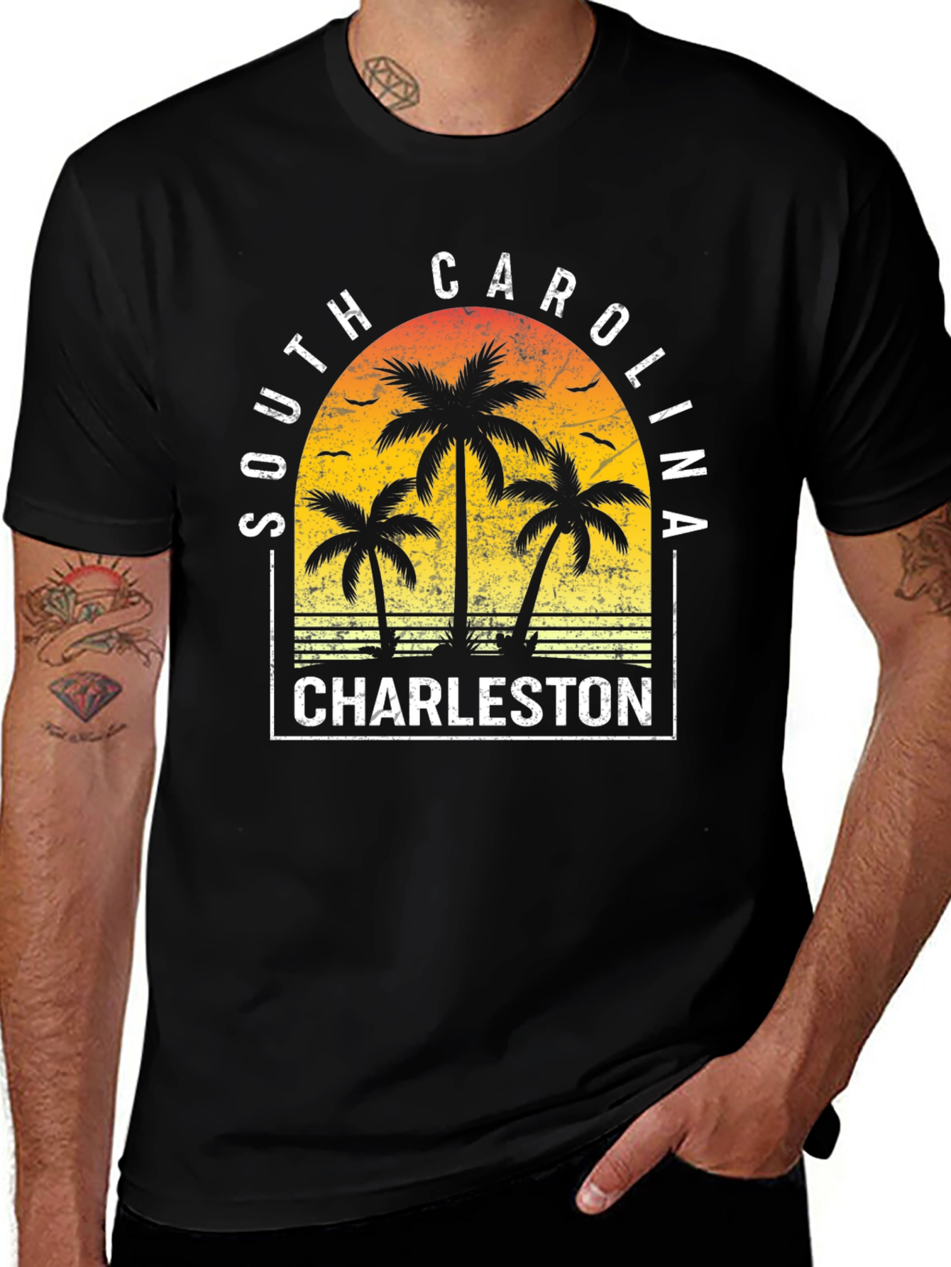 Camiseta Charleston Carolina del Sur diseño tropical