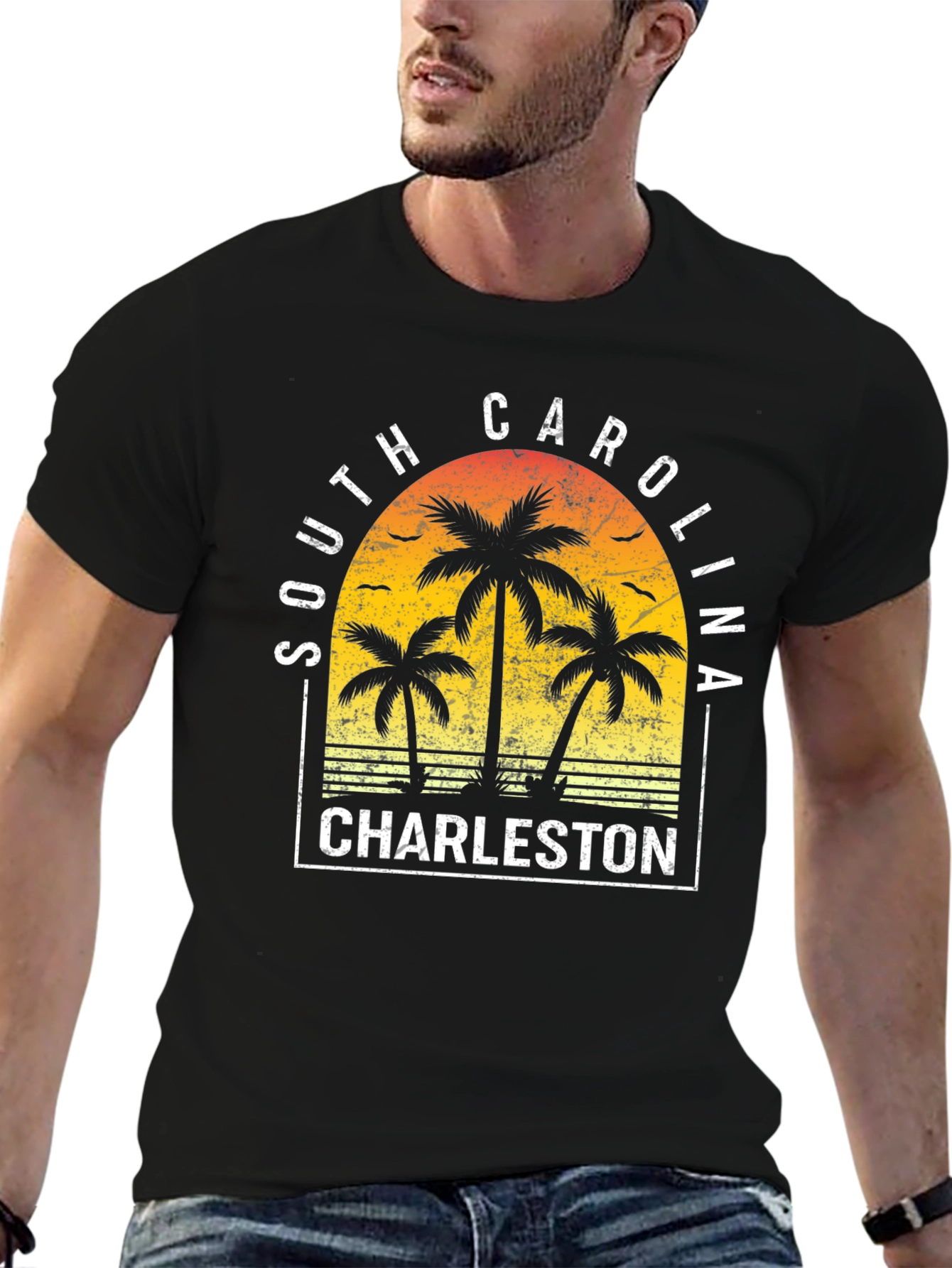 Camiseta Charleston Carolina del Sur diseño tropical