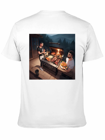 Camiseta Negra con Diseño de Parrilla al Aire Libre