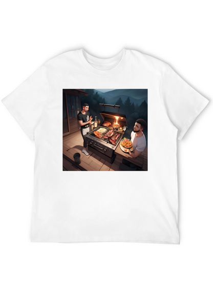 Camiseta Negra con Diseño de Parrilla al Aire Libre