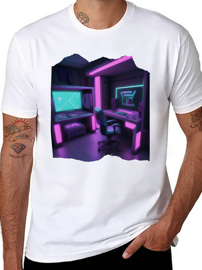 Camiseta Gamer Retro - Sala de Juegos Neón