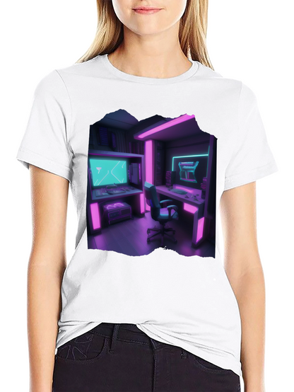 Camiseta Gamer Retro - Sala de Juegos Neón