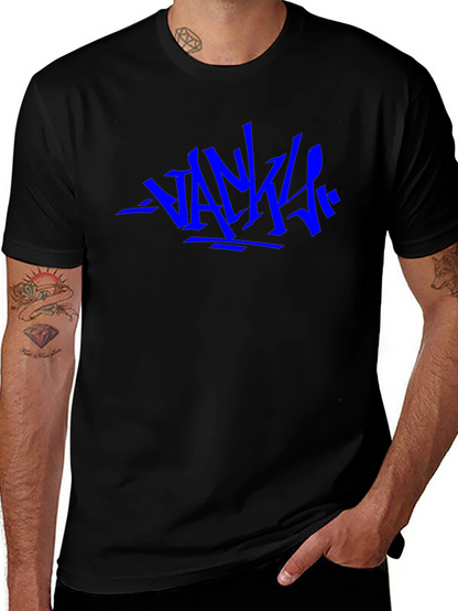 Camiseta Negra con Diseño Gráfico Azul