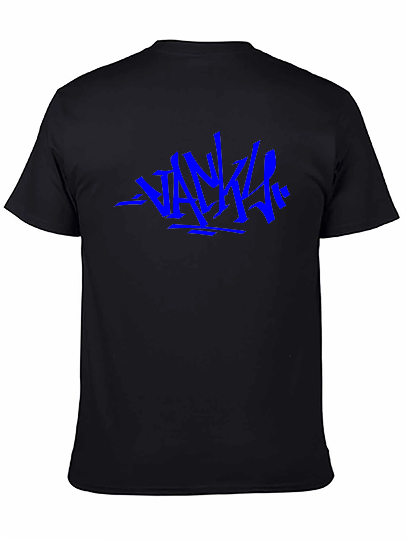 Camiseta Negra con Diseño Gráfico Azul