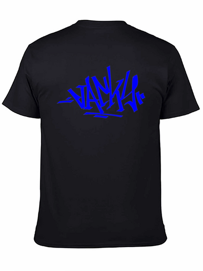 Camiseta Negra con Diseño Gráfico Azul