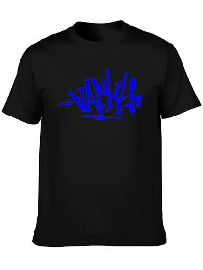 Camiseta Negra con Diseño Gráfico Azul