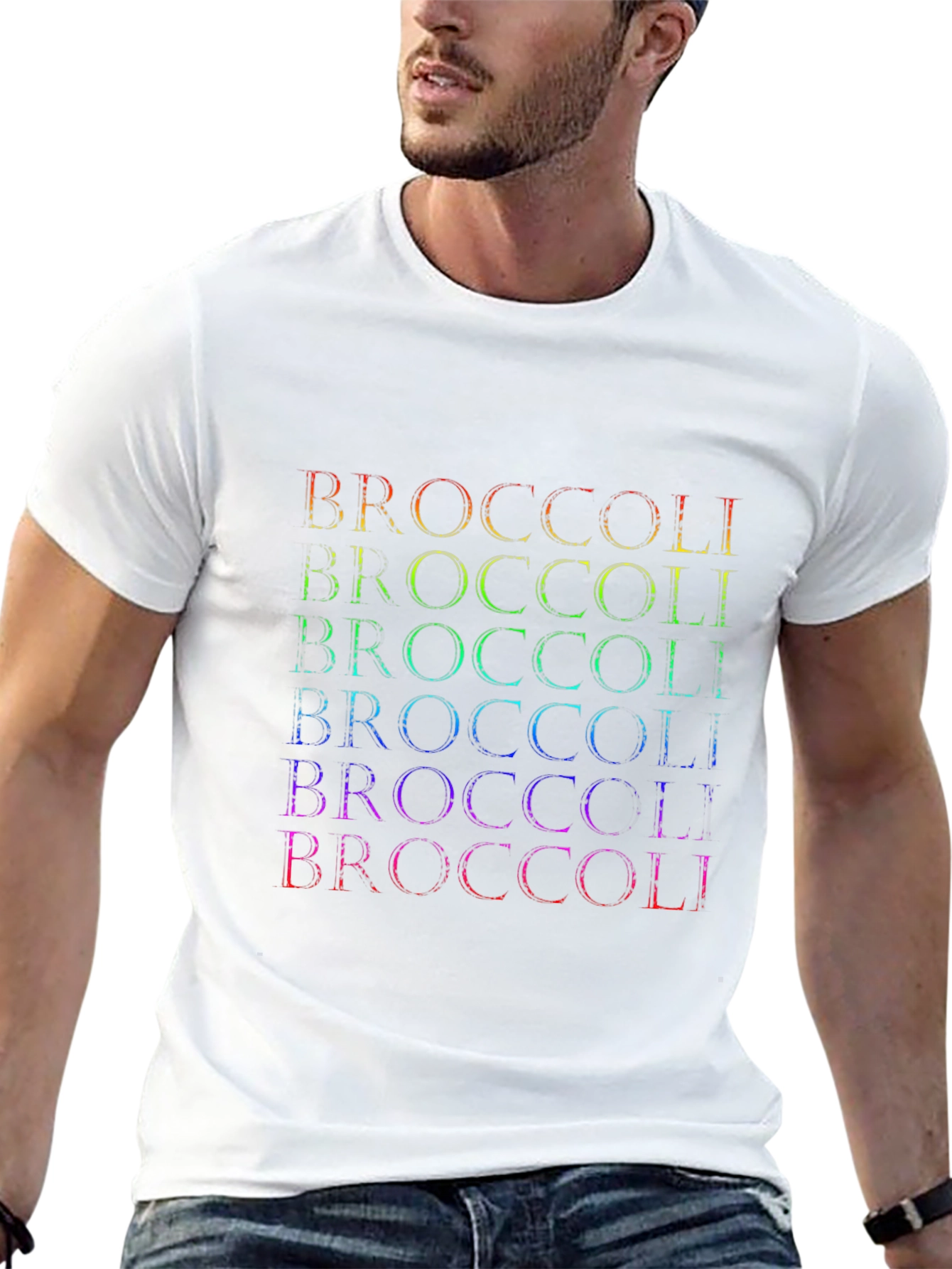 Camiseta Hombre Broccoli Arcoíris - Diseño Divertido
