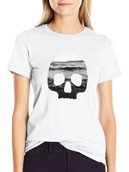 Camiseta Negra Calavera Marina Hombre