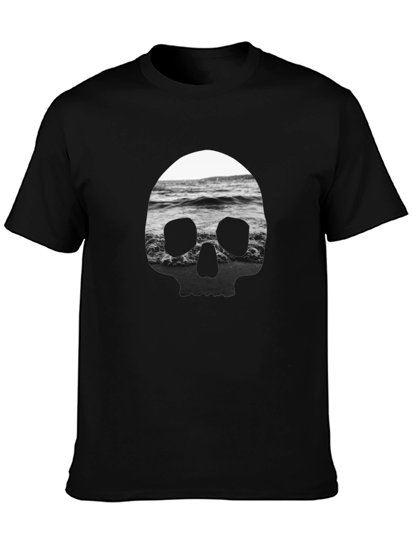 Camiseta Negra Calavera Marina Hombre