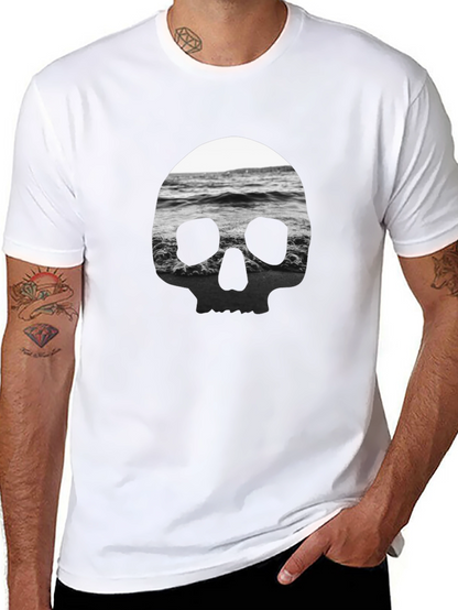 Camiseta Negra Calavera Marina Hombre