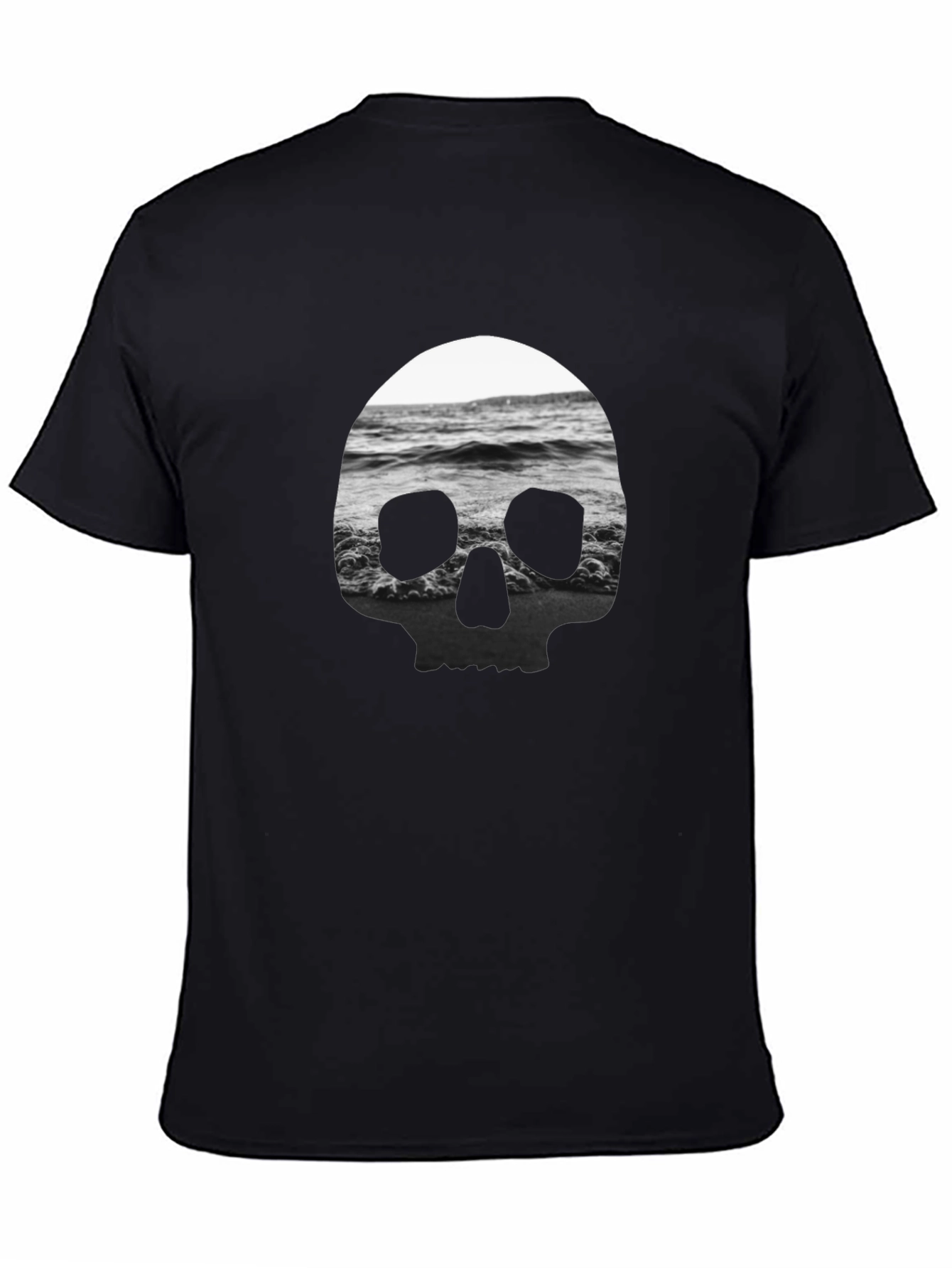 Camiseta Negra Calavera Marina Hombre