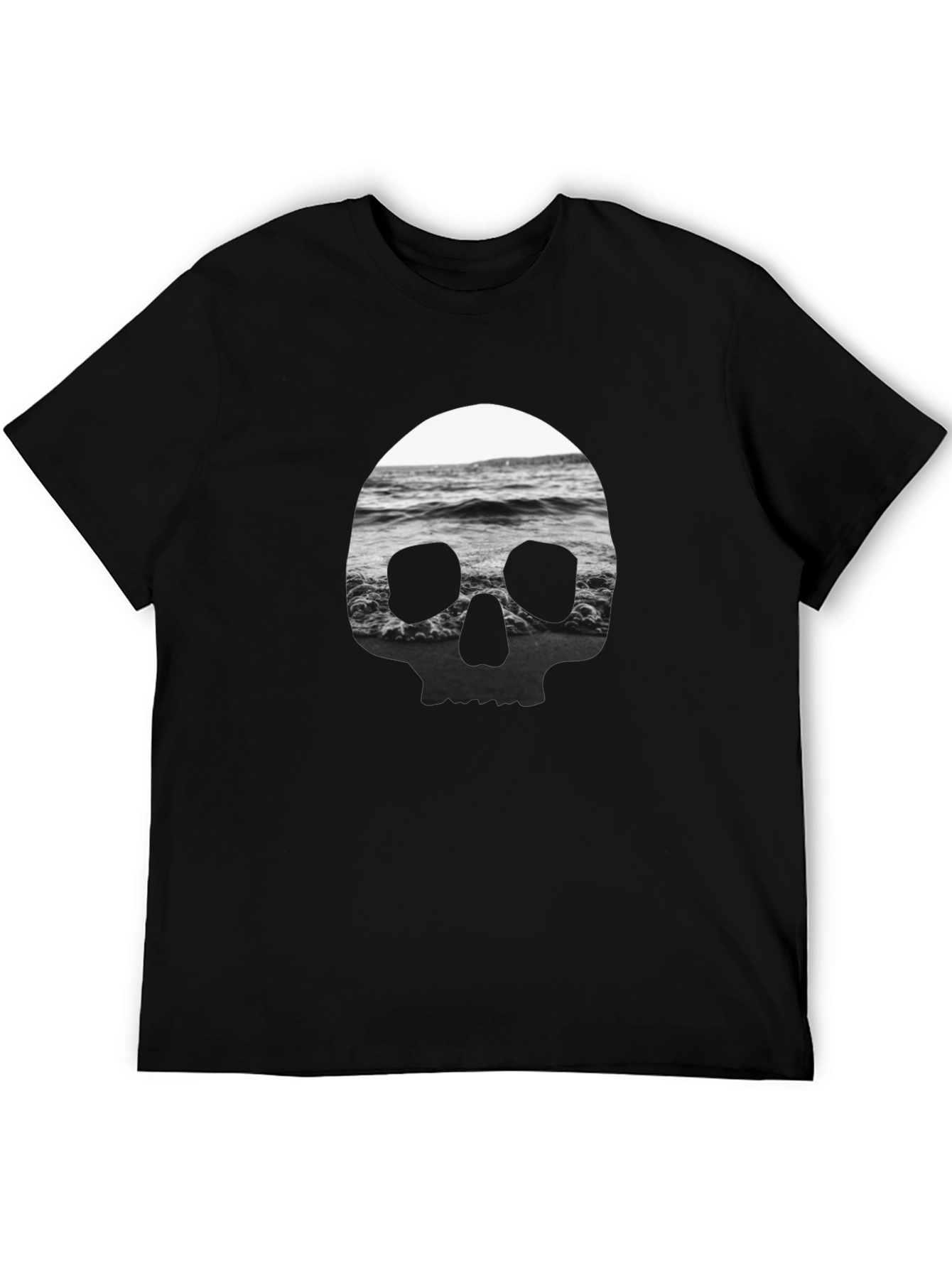 Camiseta Negra Calavera Marina Hombre