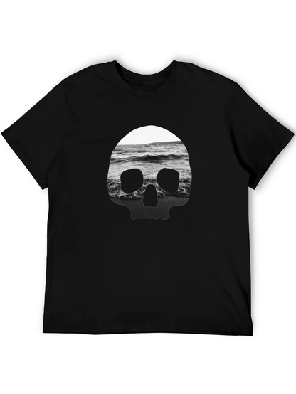 Camiseta Negra Calavera Marina Hombre