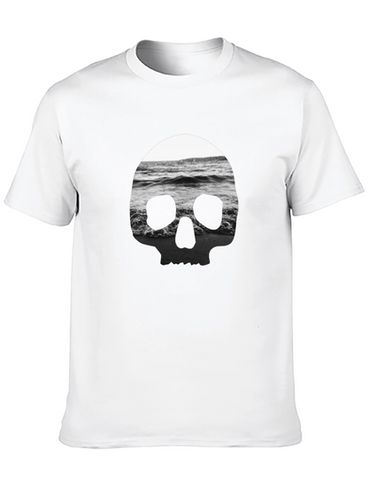 Camiseta Negra Calavera Marina Hombre