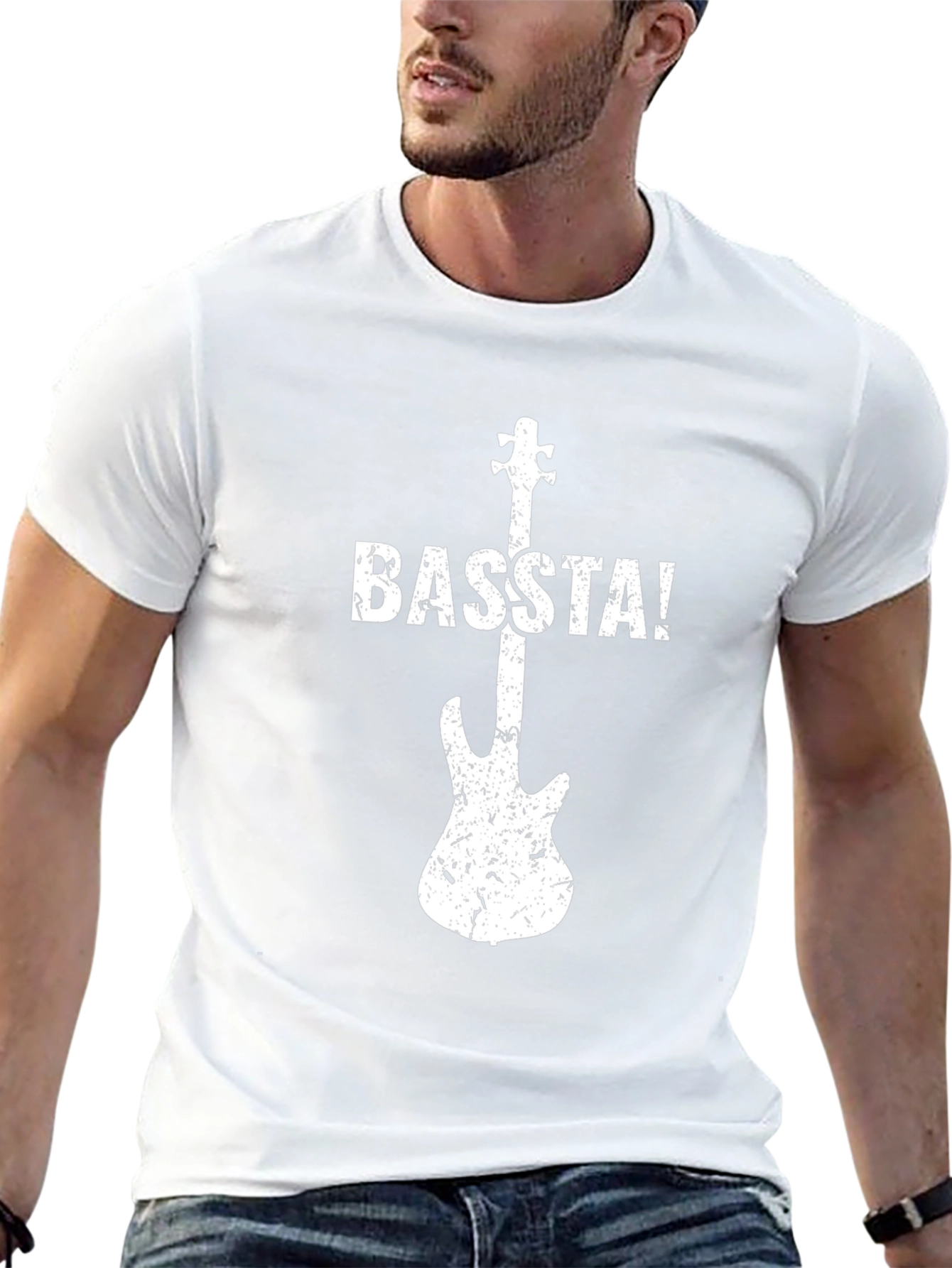 Camiseta Negra con Diseño de Guitarra BASTA!