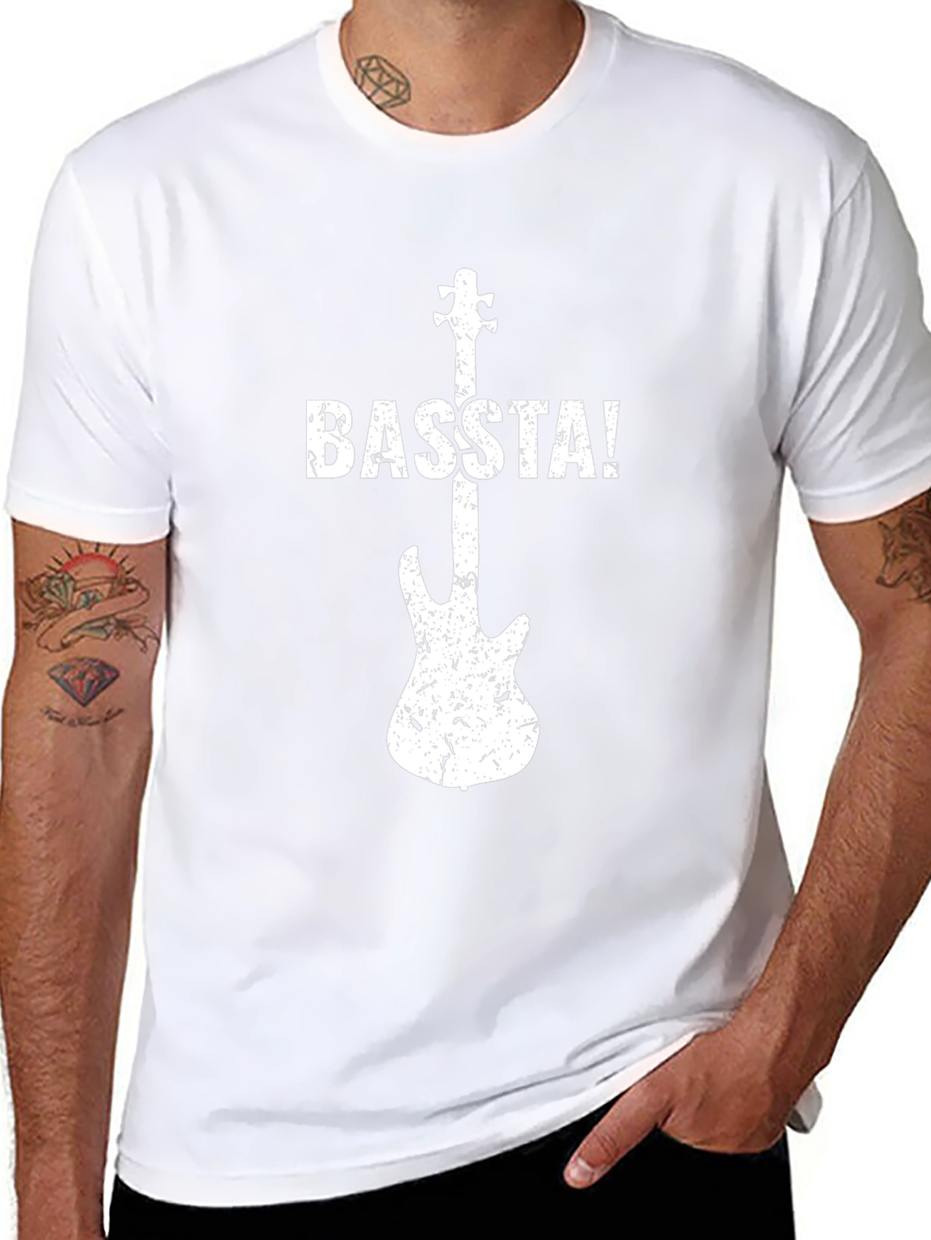 Camiseta Negra con Diseño de Guitarra BASTA!
