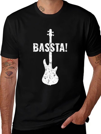 Camiseta Negra con Diseño de Guitarra BASTA!