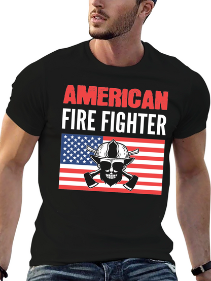 Camiseta Bombero Americano - Diseño Patriótico