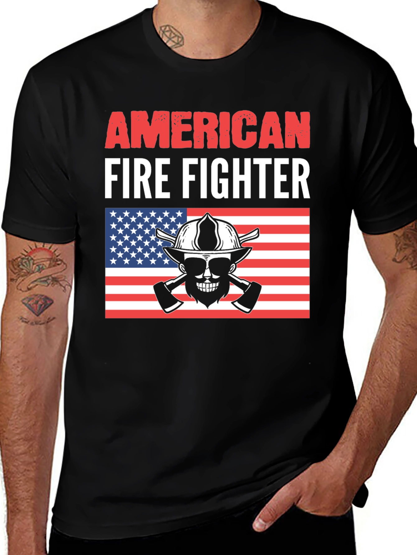 Camiseta Bombero Americano - Diseño Patriótico