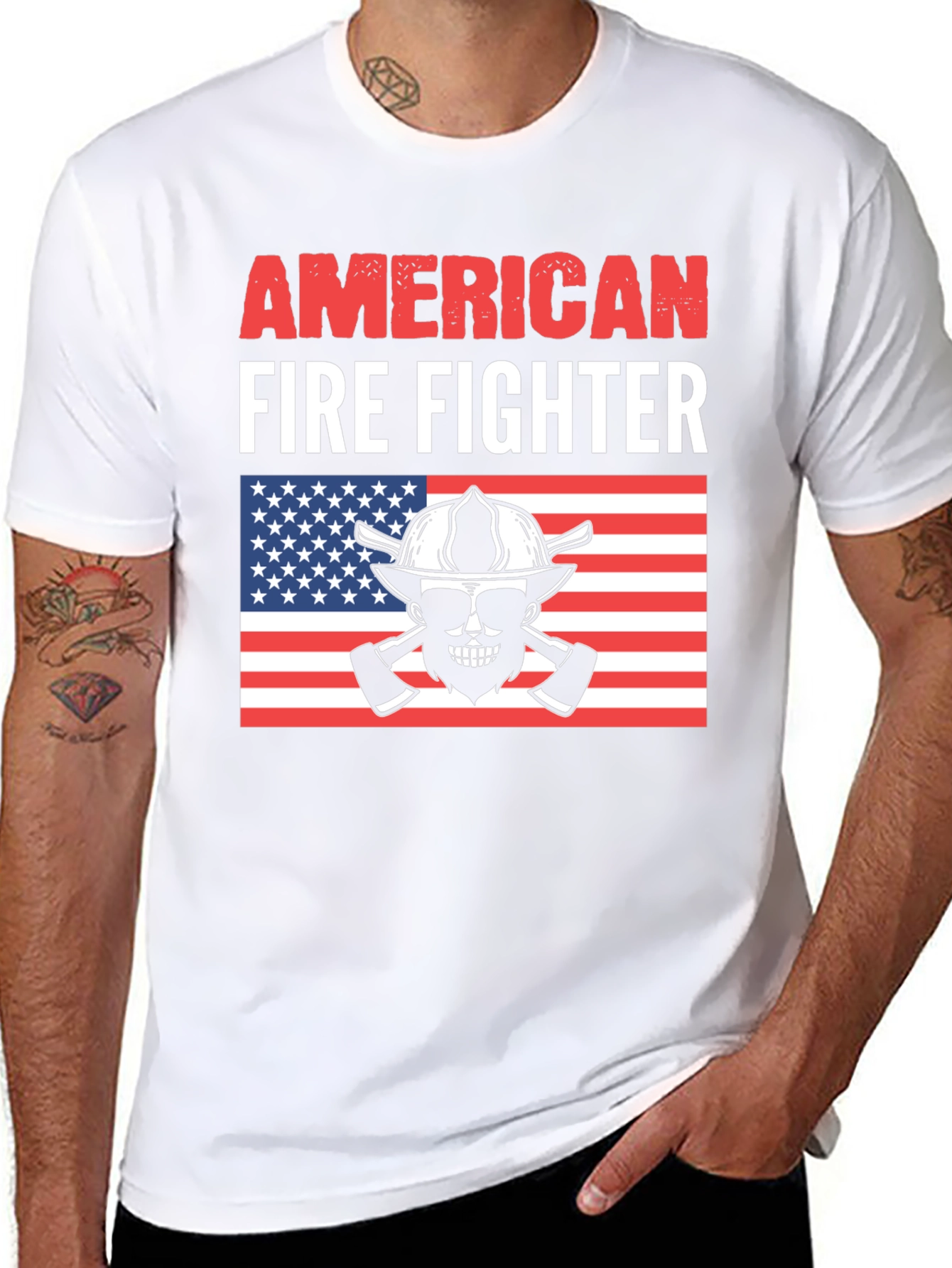 Camiseta Bombero Americano - Diseño Patriótico