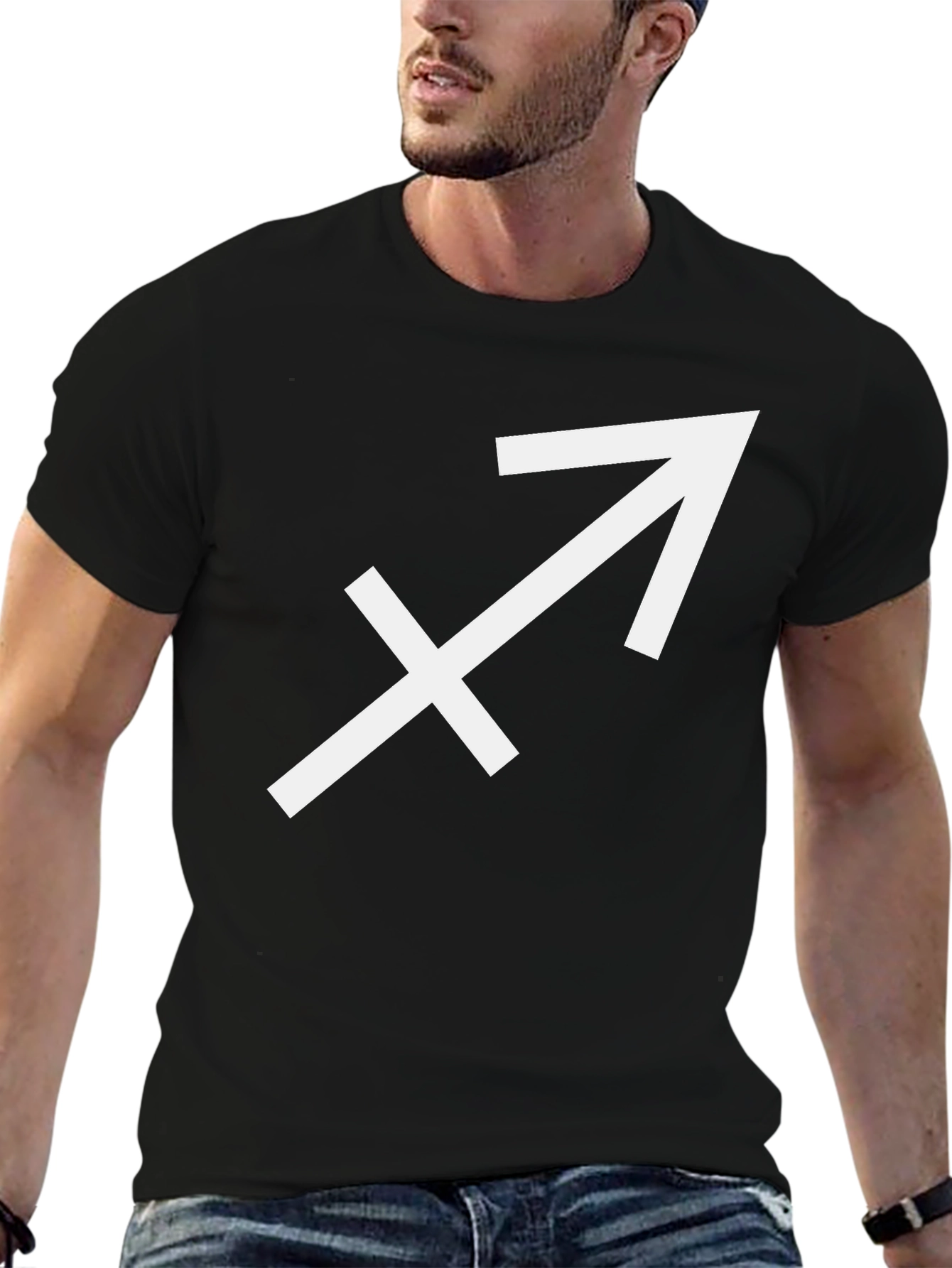 Camiseta Negra Signo Sagitario Casual Hombre