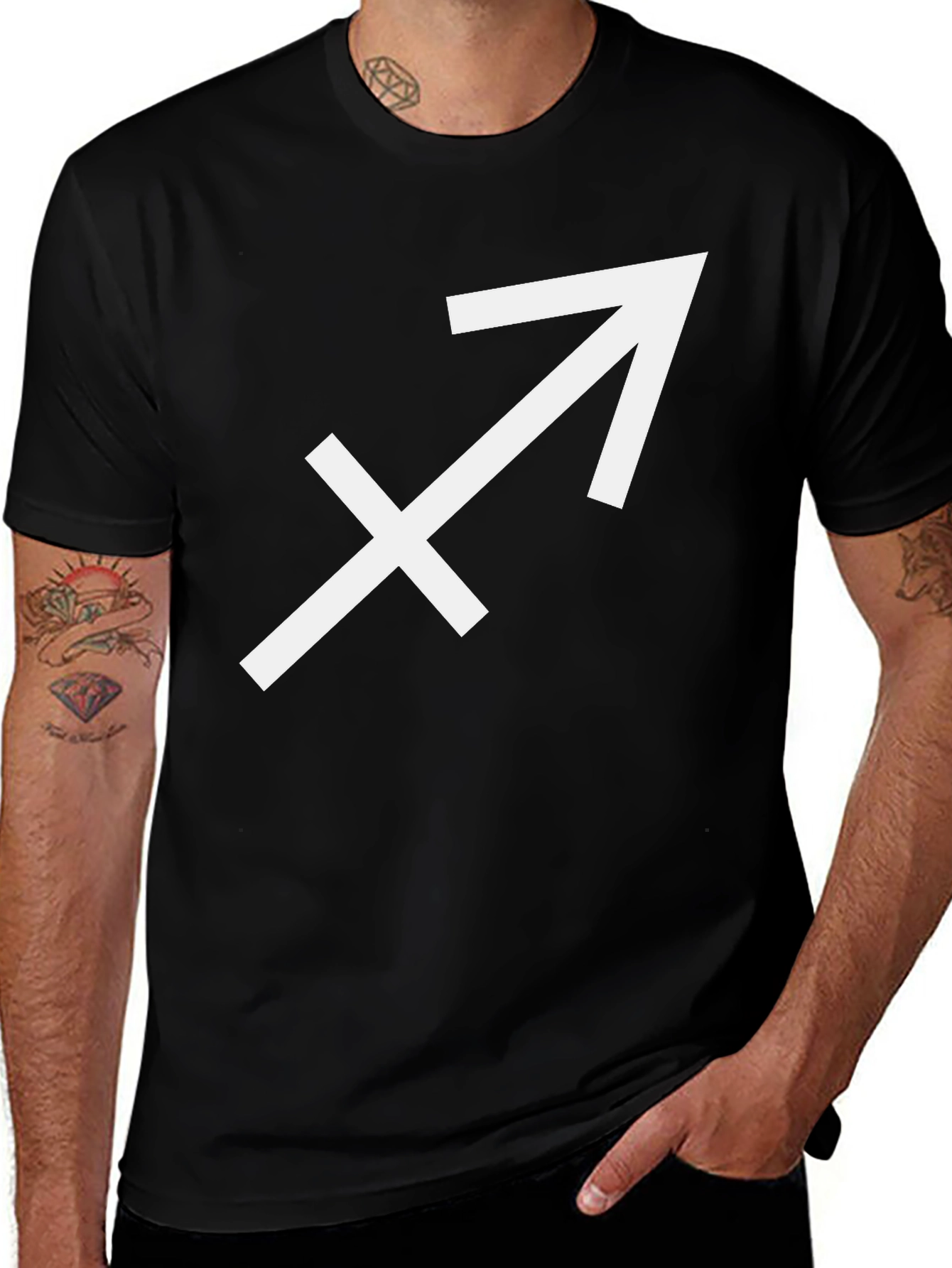 Camiseta Negra Signo Sagitario Casual Hombre