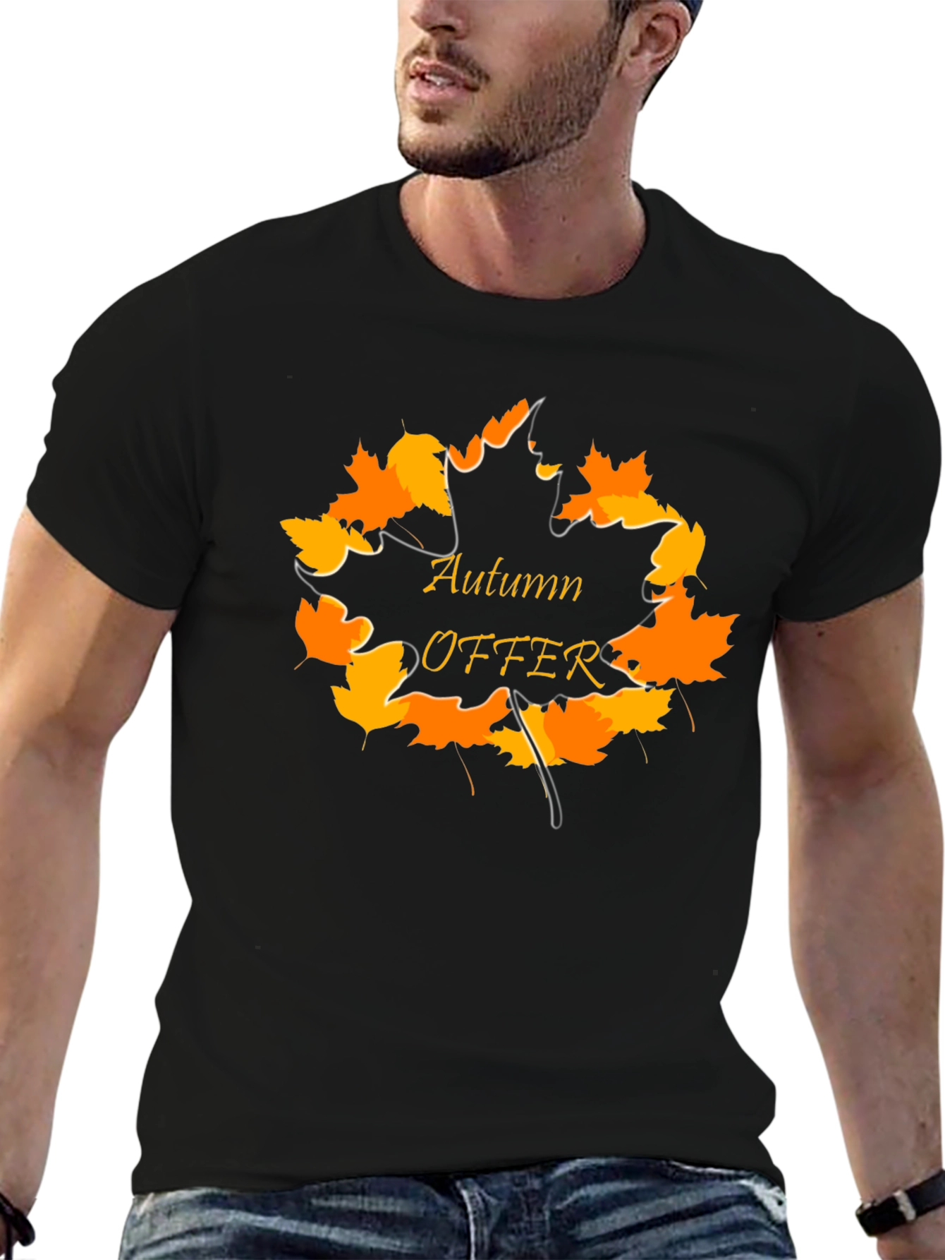 Camiseta Negra Otoño Oferta para Hombre