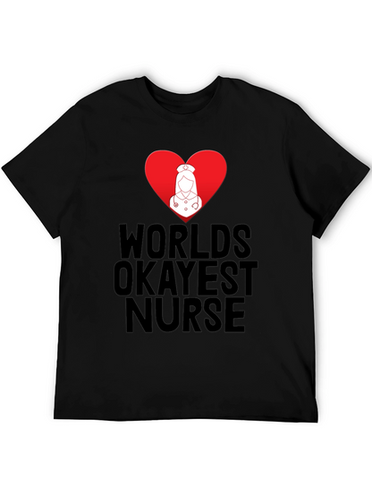 Camiseta Negra Okayest Nurse Corazón Rojo
