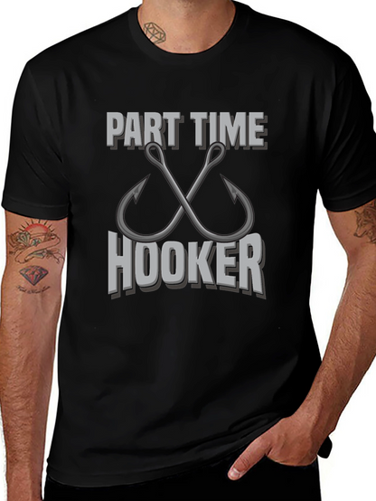 Camiseta Negra Part Time Hooker para Pesca
