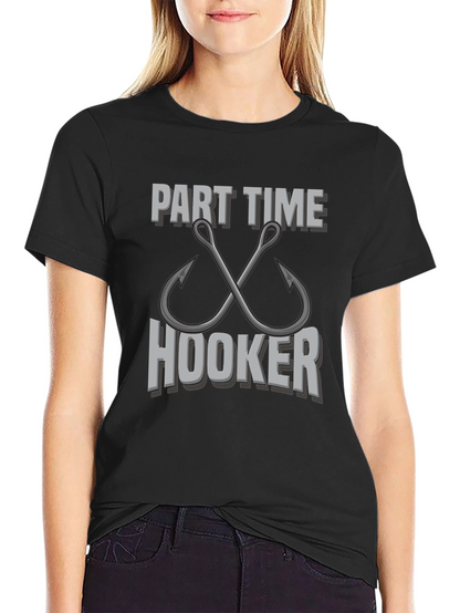 Camiseta Negra Part Time Hooker para Pesca